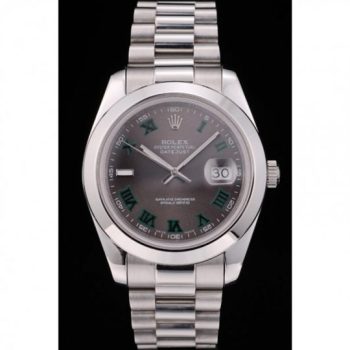 Rolex DateJust Polished Stainless Steel Bezel Grey Dial 42000