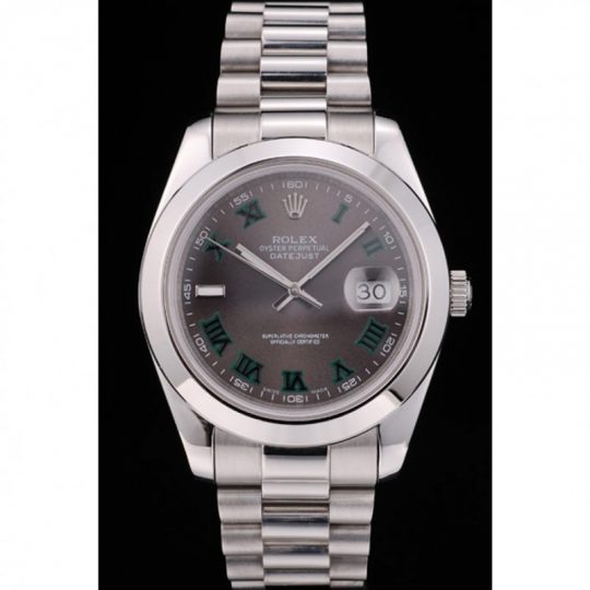 Rolex DateJust Polished Stainless Steel Bezel Grey Dial 42000