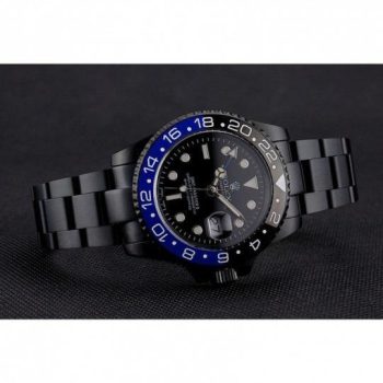 Rolex GMT Master II Black Dial Blue And Black Bezel Black PVD Case And Bracelet PR18239