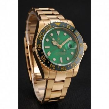 Rolex GMT Master II Green Dial And Bezel Gold Case And Bracelet 1453750