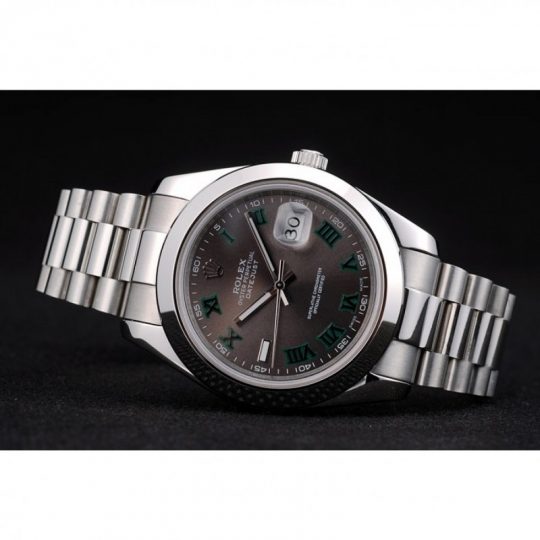 Rolex DateJust Polished Stainless Steel Bezel Grey Dial 42000