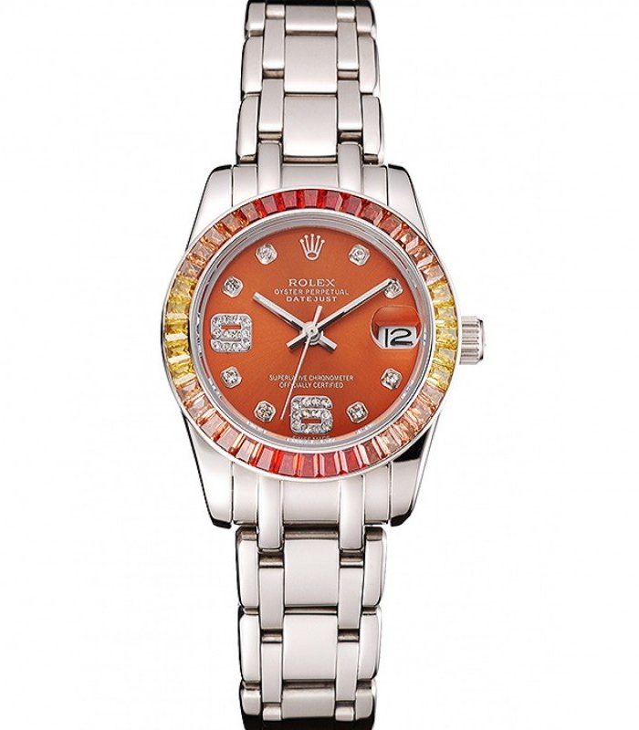 Rolex Datejust Pearlmaster 39 Cognac Dial Stainless Steel Case And Bracelet