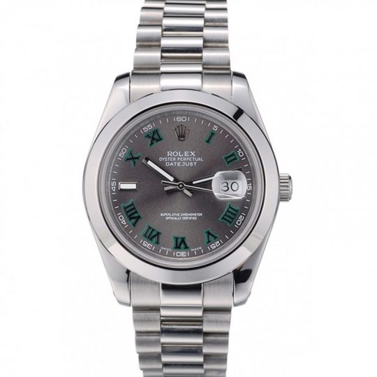 Rolex DateJust Polished Stainless Steel Bezel Grey Dial 42000
