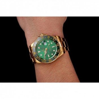 Rolex GMT Master II Green Dial And Bezel Gold Case And Bracelet 1453750